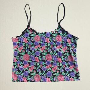 Sheer floral lace camisole black and purple, Y2K whimsigoth fairy indie 90s